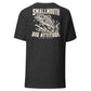 Wisco Outlet Smallmouth, Big Attitude back design on Dark Grey Heather tee