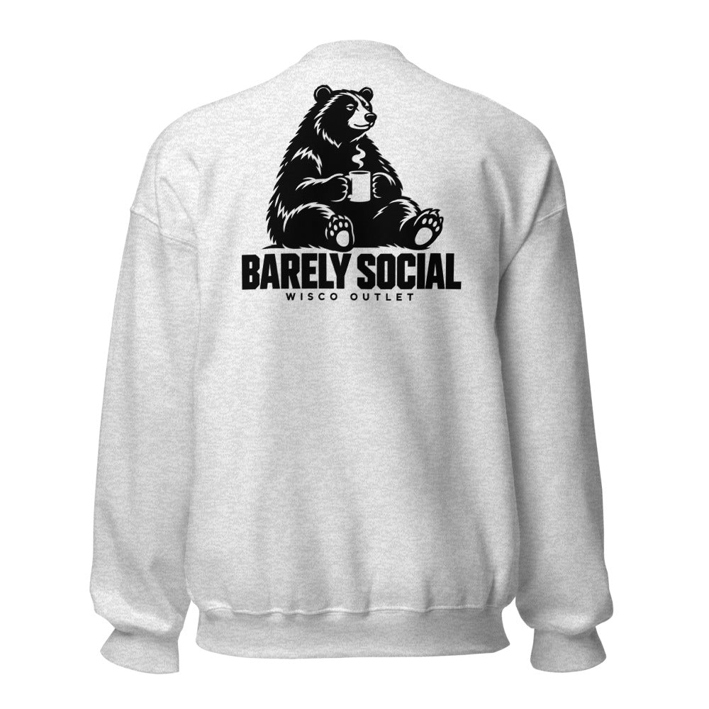 Barely Social — Crewneck Sweatshirt — Ash — back