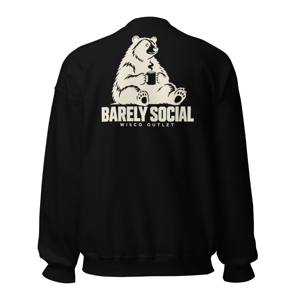 Barely Social — Crewneck Sweatshirt — Black — back
