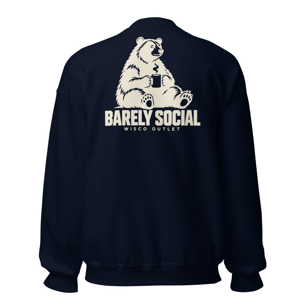 Barely Social — Crewneck Sweatshirt — Navy — back