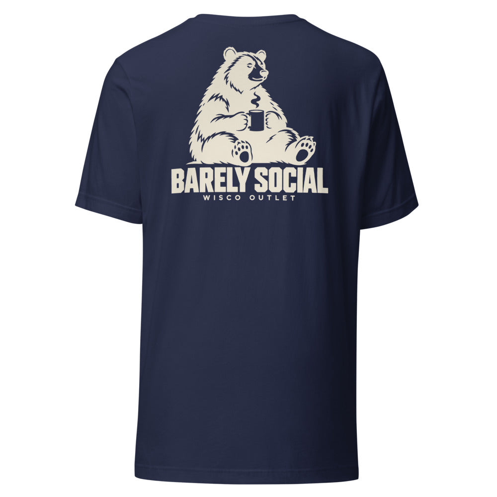 Barely Social — T-Shirt — Navy — back