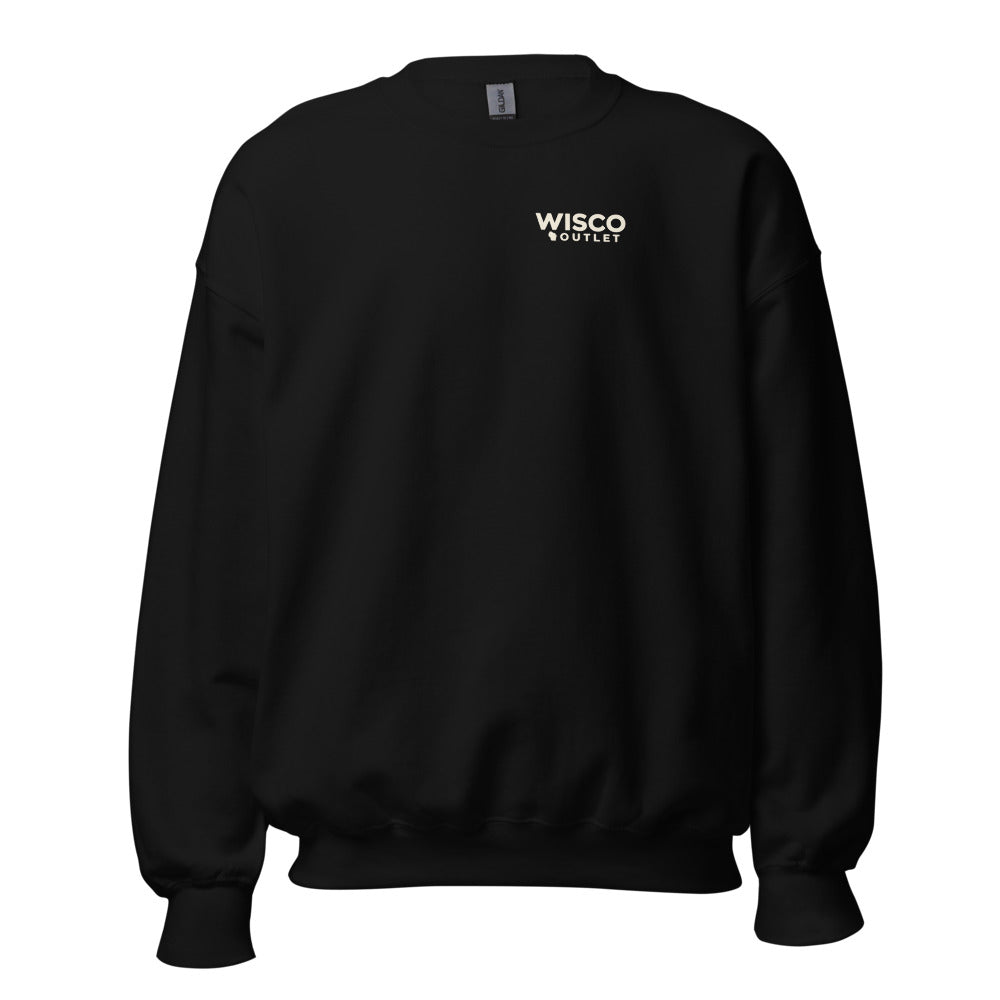 Wisco Outlet left-chest logo — Crewneck Sweatshirt — Black — front