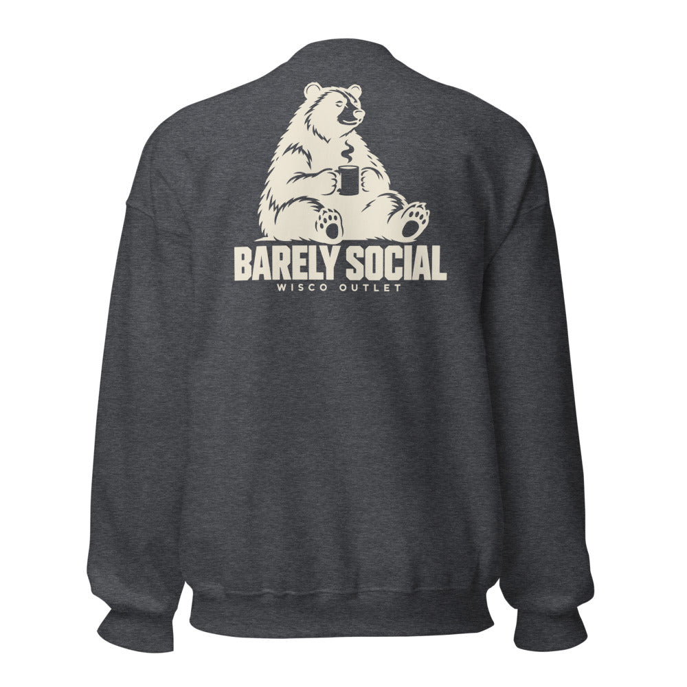 Barely Social Crewneck Sweatshirt — Dark Heather — back