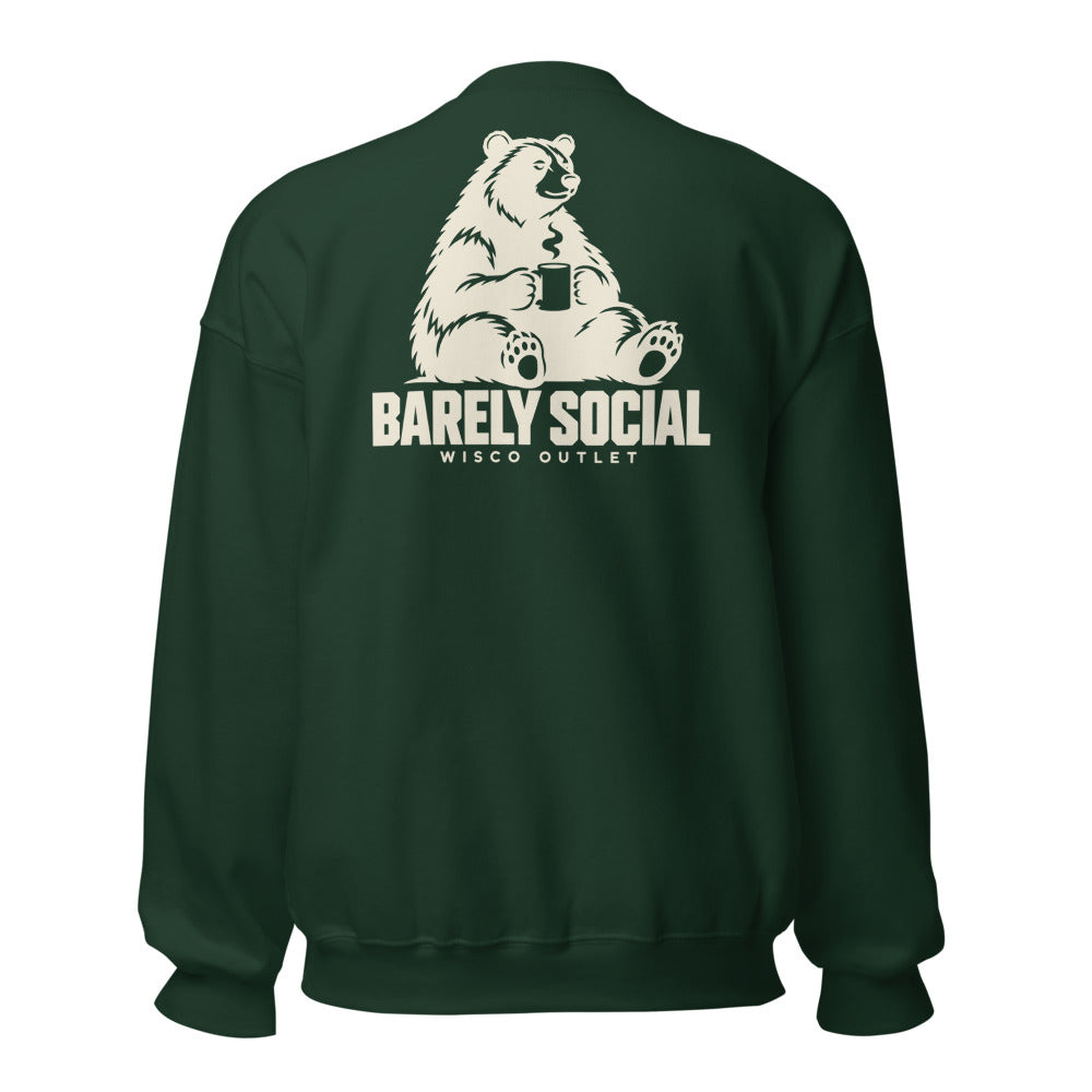 Barely Social Crewneck Sweatshirt — Forest Green — back