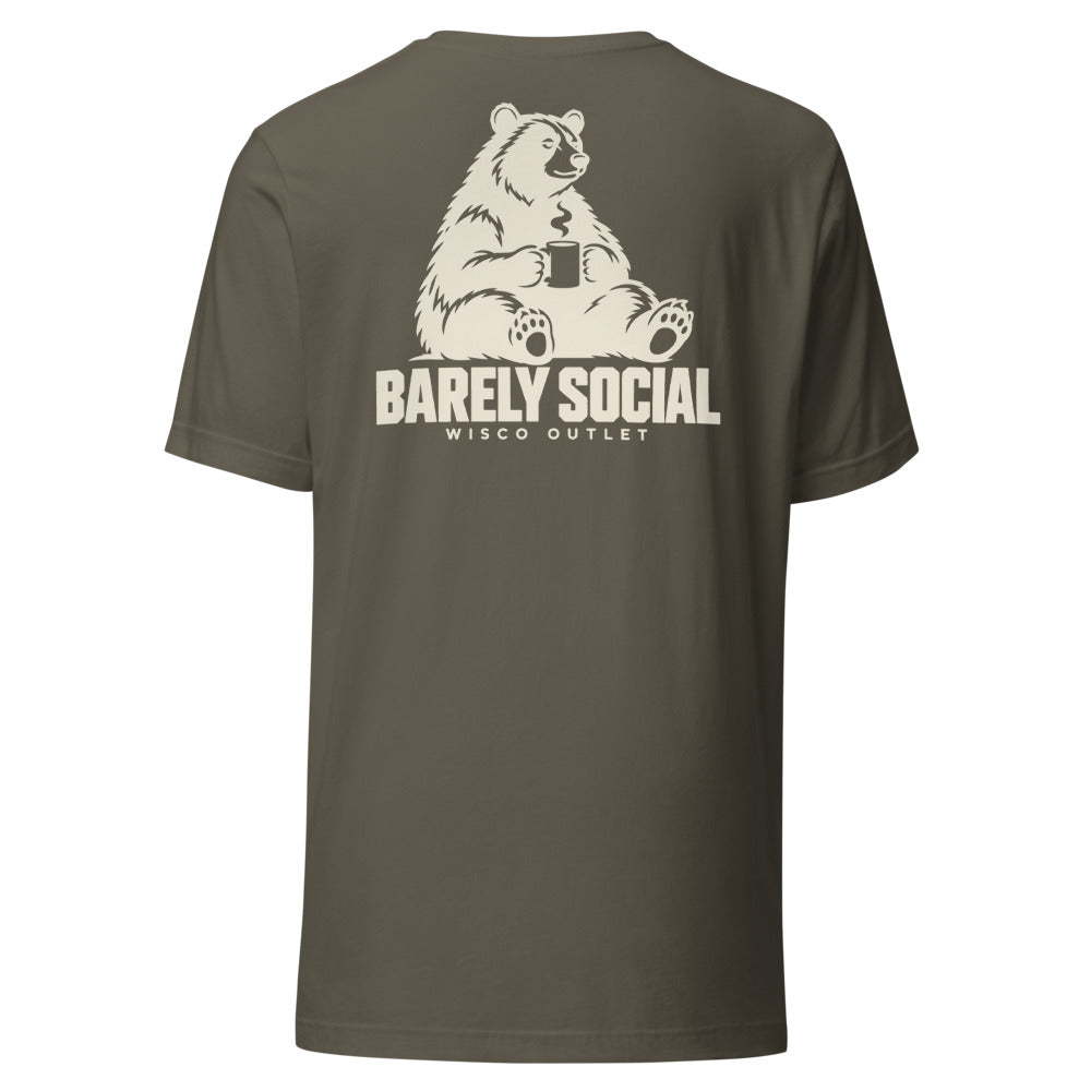 Barely Social T-Shirt — Army — back