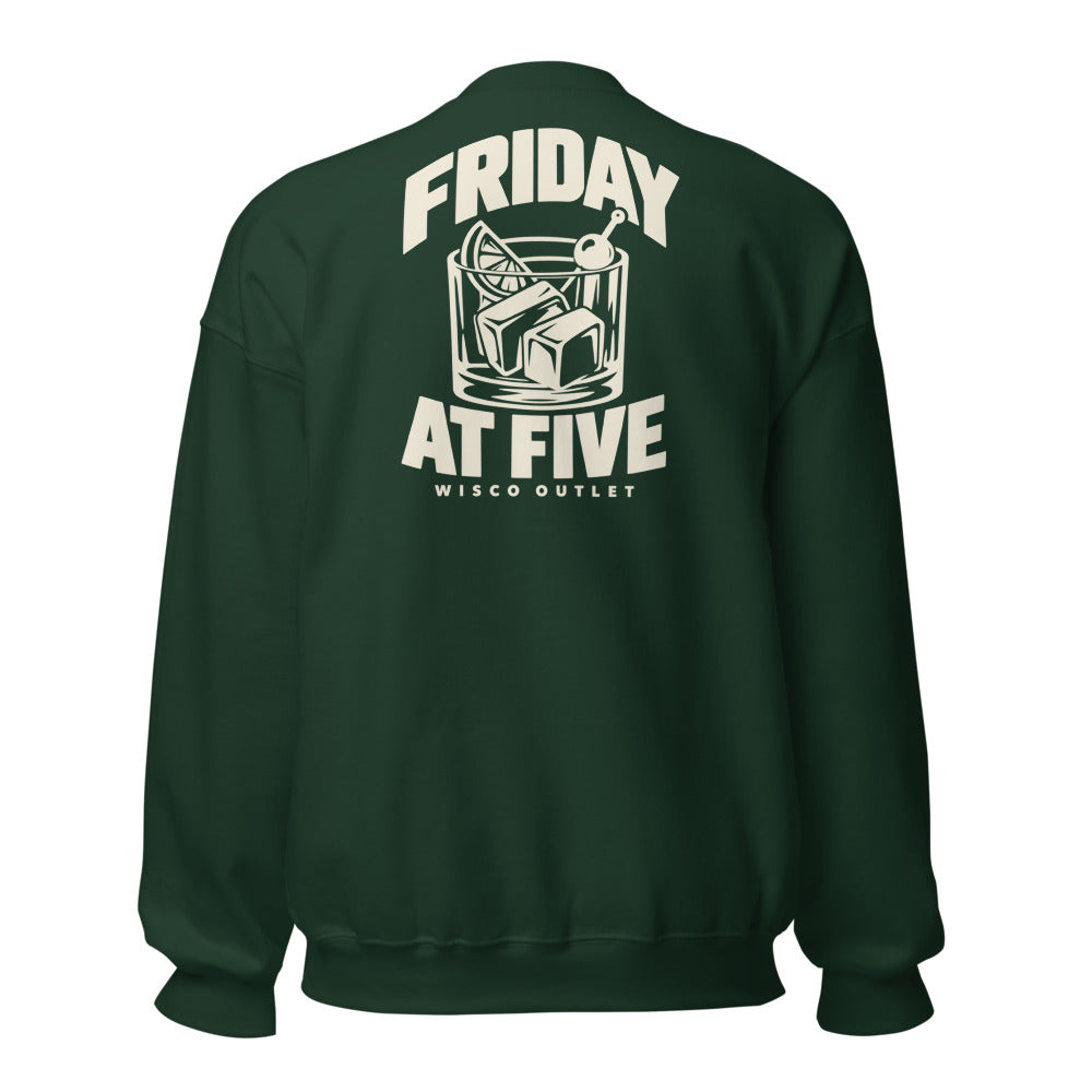 Friday at Five Crewneck Sweatshirt — Forest Green — back