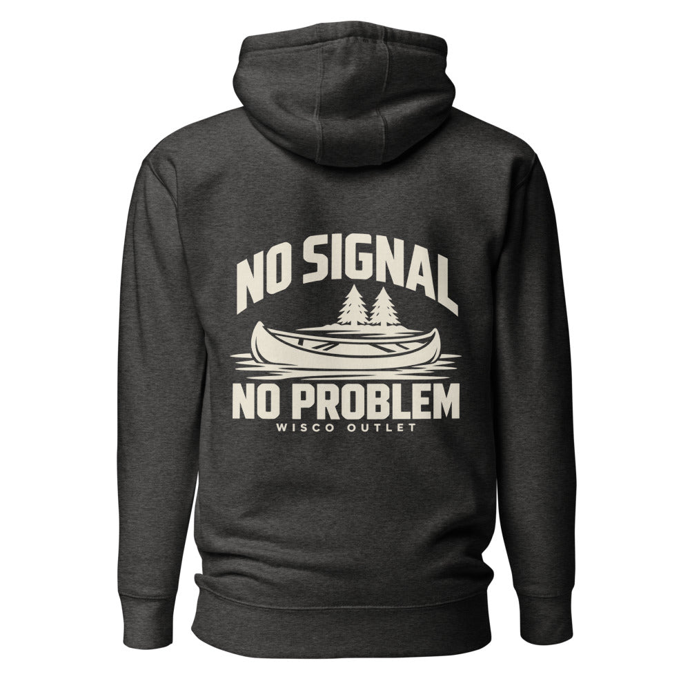 No Signal, No Problem Hoodie — Charcoal Heather — back