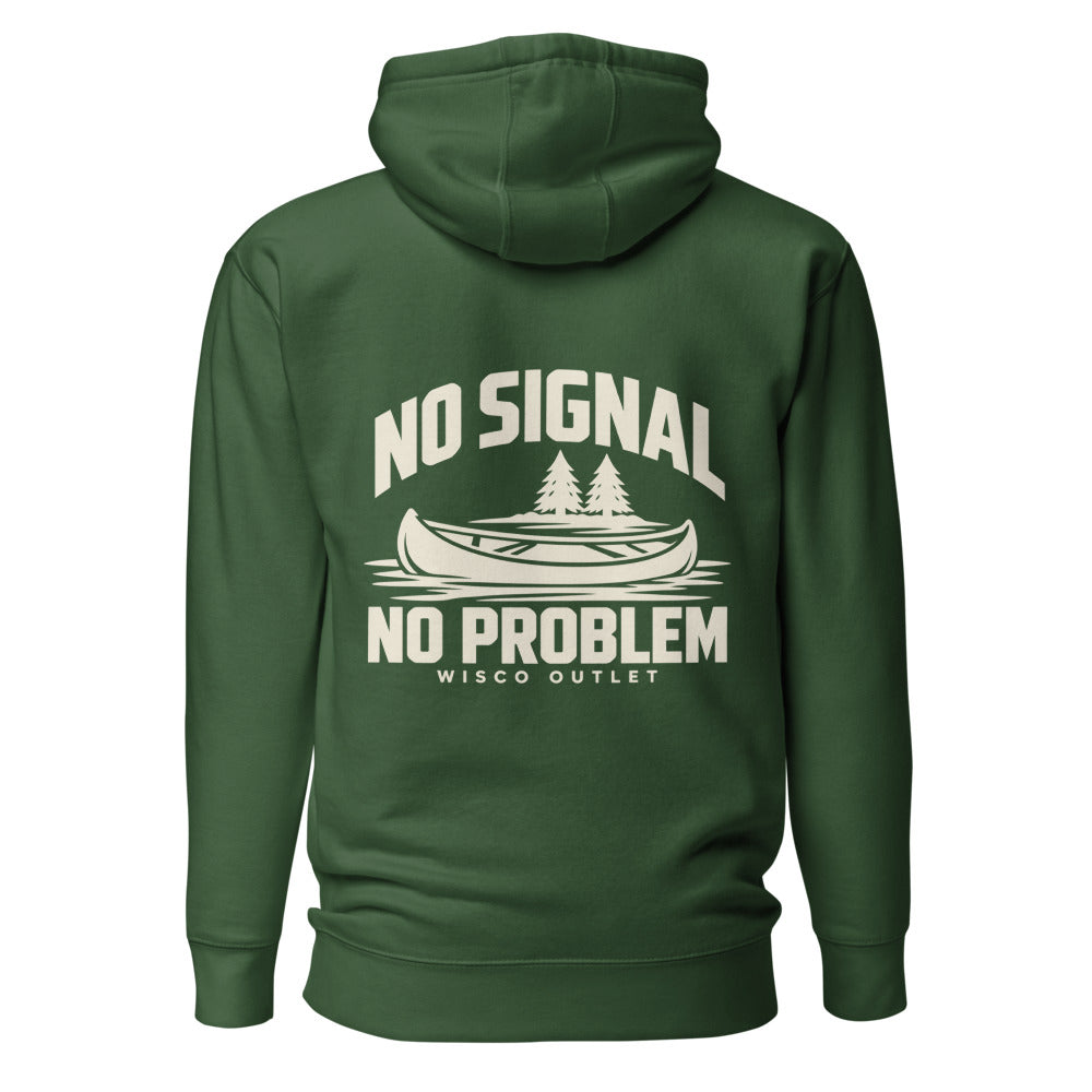 No Signal, No Problem Hoodie — Forest Green — back