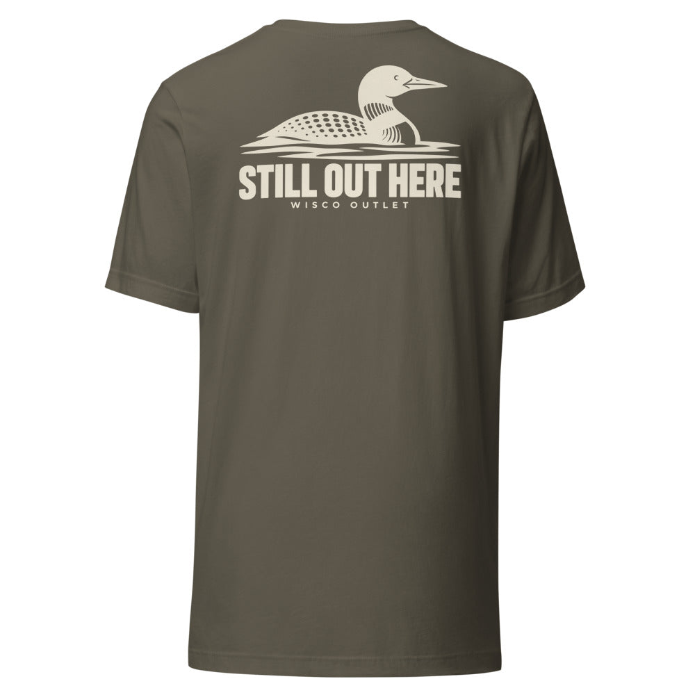 Still Out Here T-Shirt — Army — back