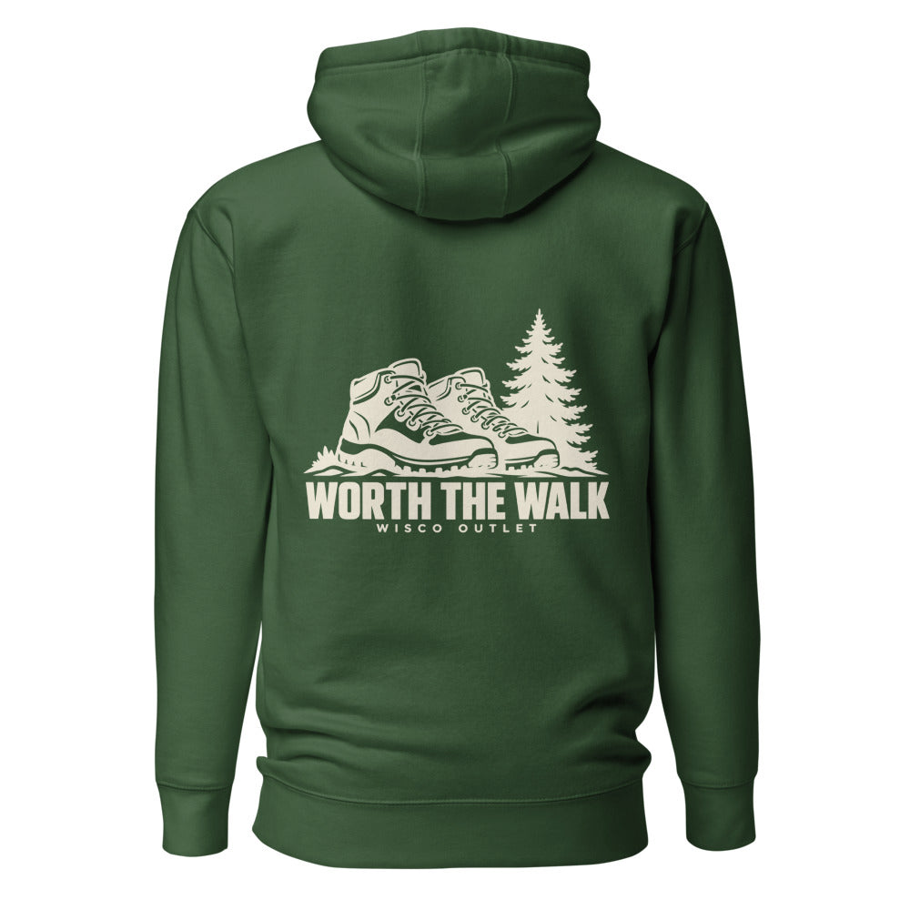 Worth the Walk Hoodie — Forest Green — back