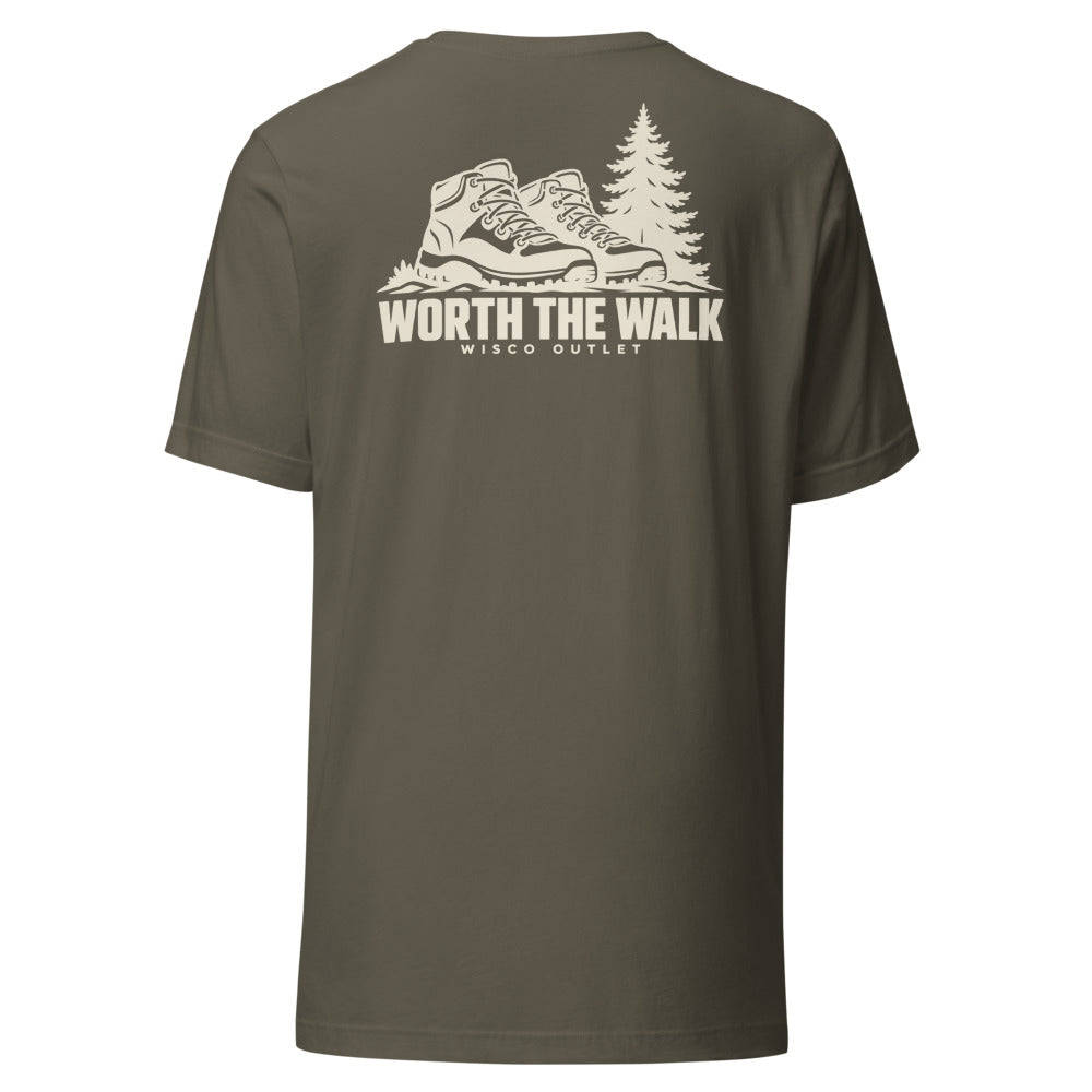 Worth the Walk T-Shirt — Army — back