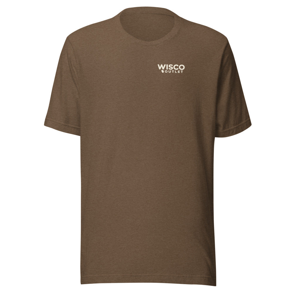 Gravity Fed Wisconsin Bred T-Shirt — Heather Brown — front