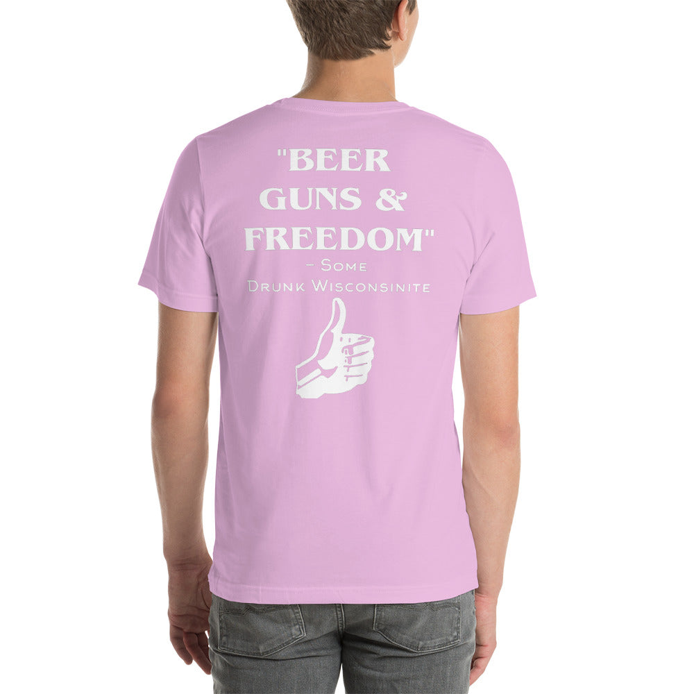 Wisco Outlet Beer, Guns, Freedom T-Shirt White Design
